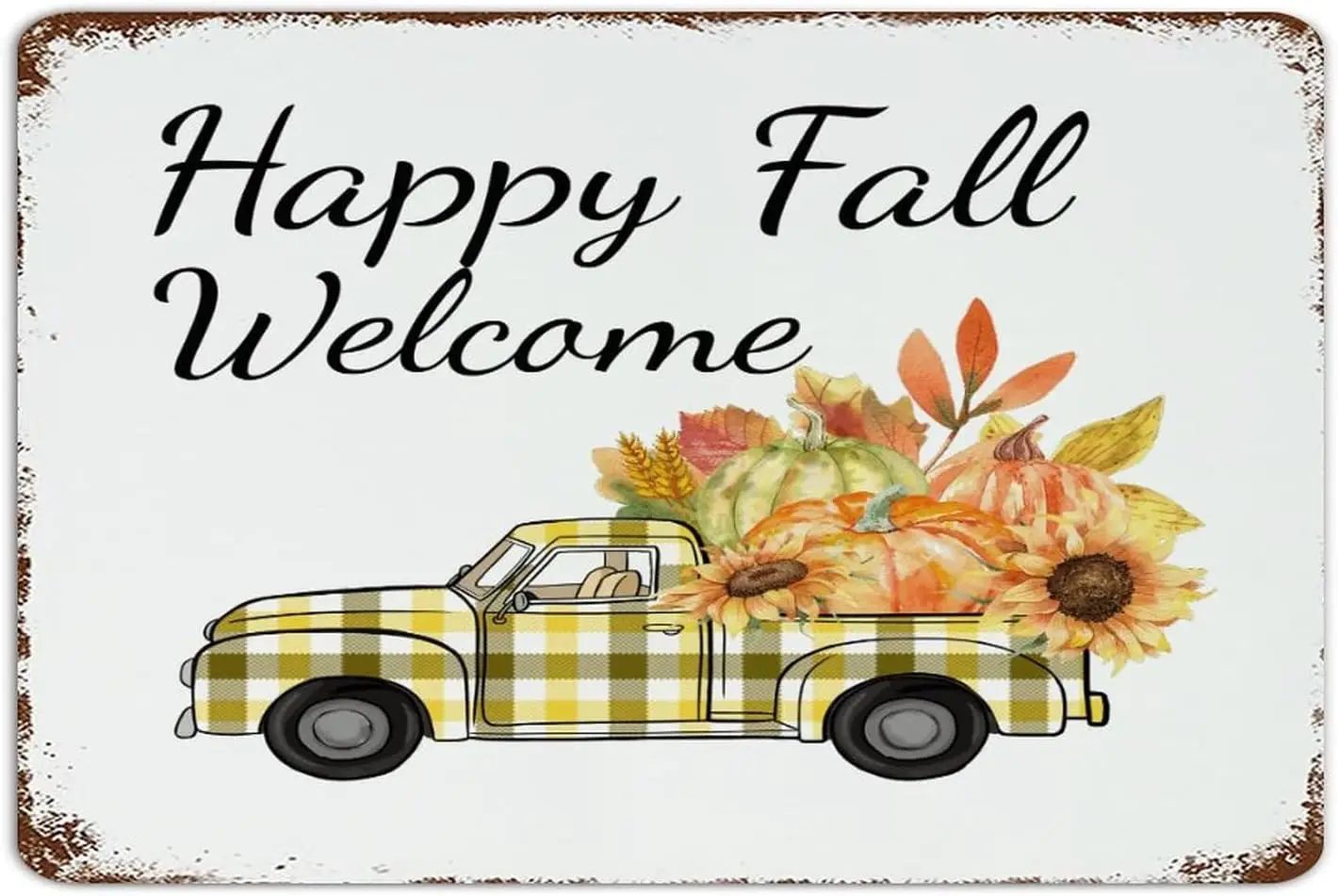 Szczęśliwej jesieni niestandardowe metalowy znak Retro męskie podpisują jesienne zbiory Święto dziękczynienia wystrój domu metalowa tablica do kawiarni w łazience