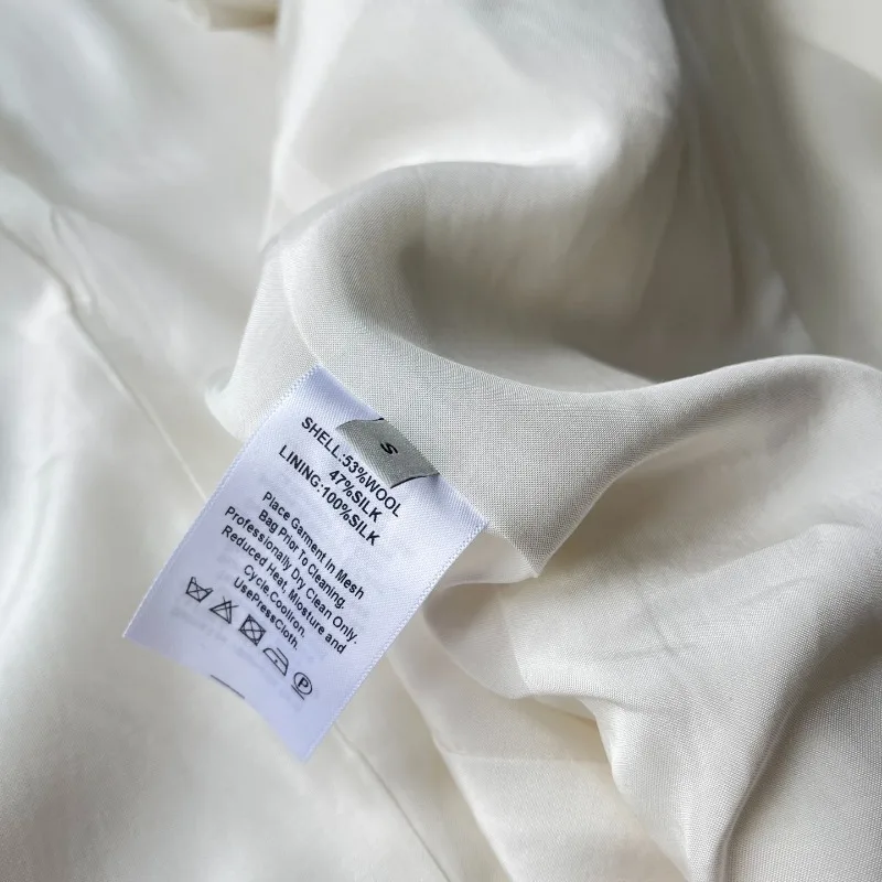 봄 하이 엔드 새로운 무거운 실크 울 흰색 정장 여성 블레이저