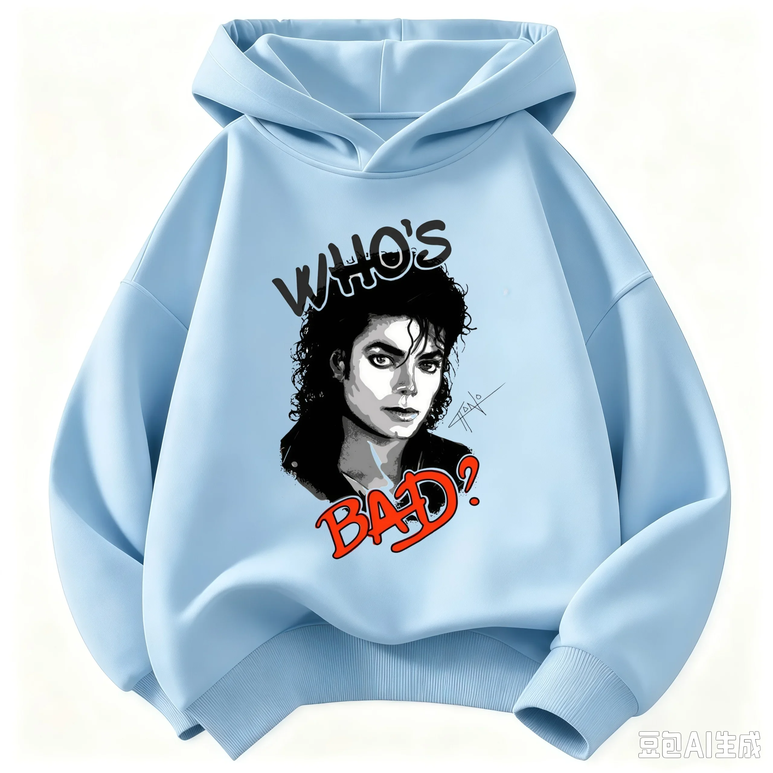 2026 Children Hooded Sweatshirt Michael Jackson Who's Bad Album Portrait Print Pullover Kids Boys Girls Fashion Casual Hoodie