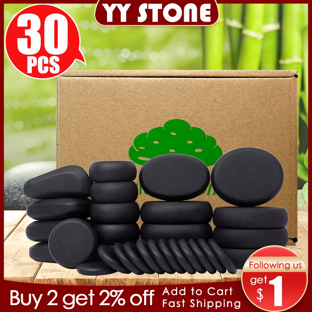 Tontin 30pcs/set Hot Stone Massage Set spa massaging stones massager care jade basalt stone beauty salon health care lava rosh