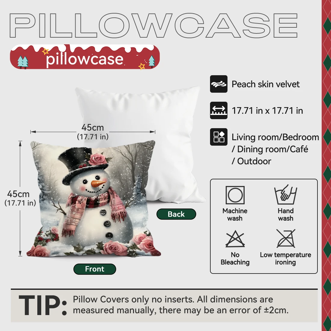 

Christmas Snowman Cushion Pillowcase Printed Polyester 45x45cm Throw Pillowcover Decorative Sofa Cushion Pillowslip Home Decor