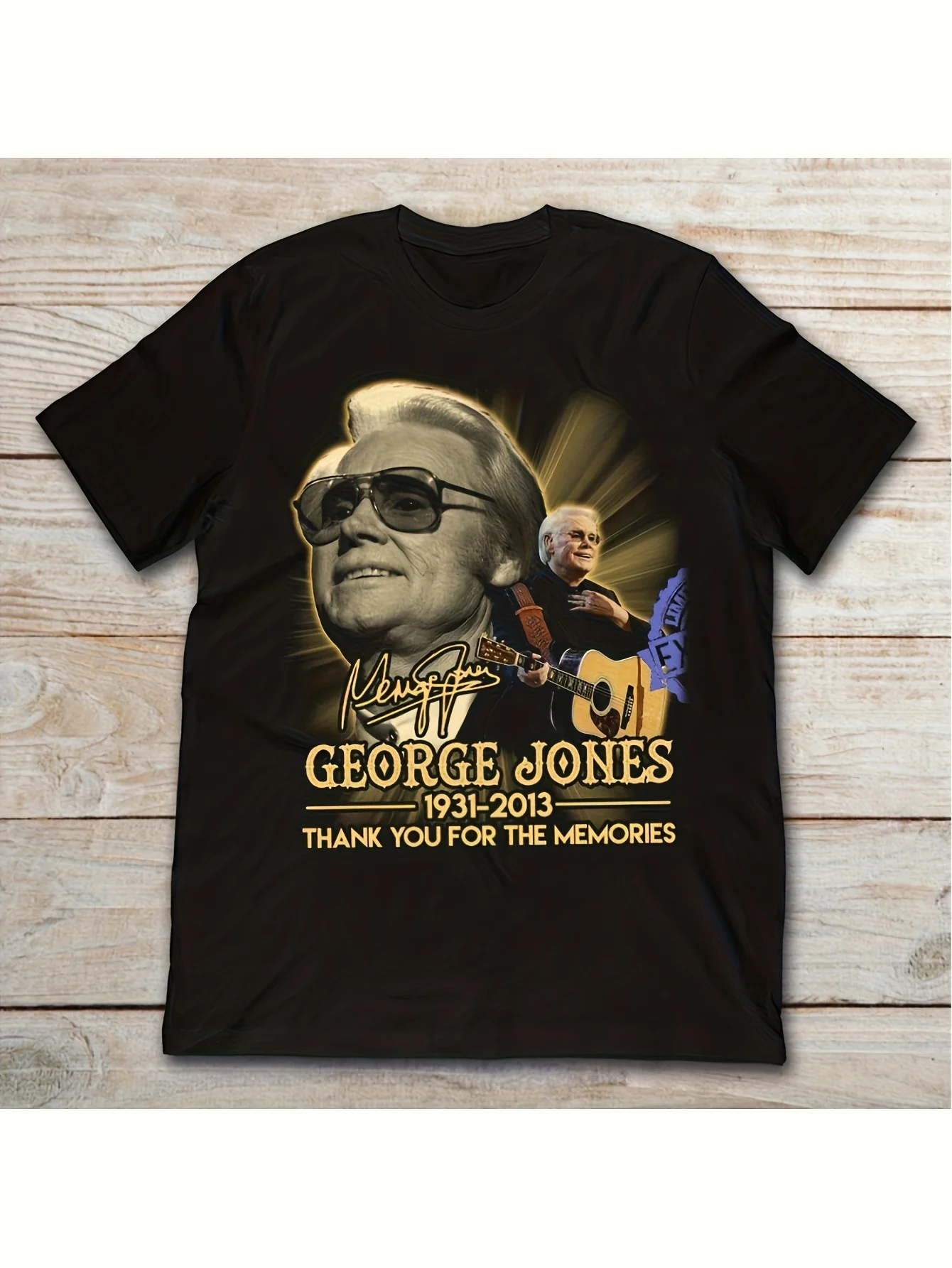 

George Jones Commemorative T-shirt - Retro Idol Signed Lyrics Concert - Country Music Fans Pay Tribute To Legendary Musicians