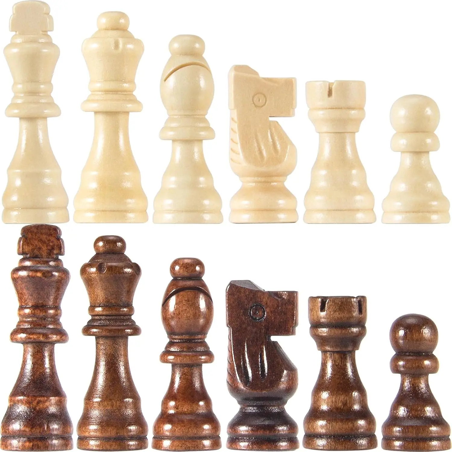 

Wooden Chess Pieces Only, 32 pcs, 3.05' King, Staunton Style, Replacement Set with Storage Bag