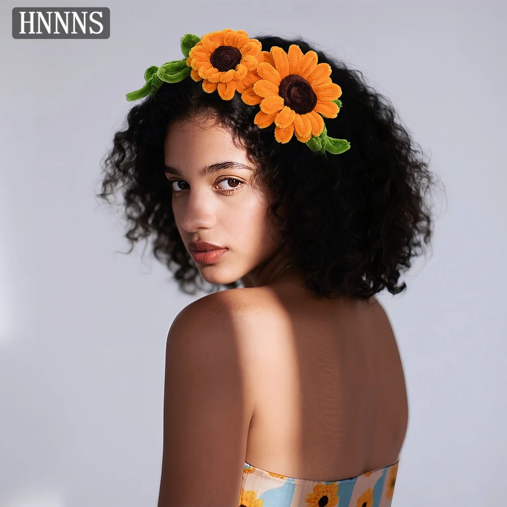 

TOPQUEEN Fashionable Sunflower Flower Headband Hand Woven Suitable For Women's Dance Performance Party Hair Accessories YXA361