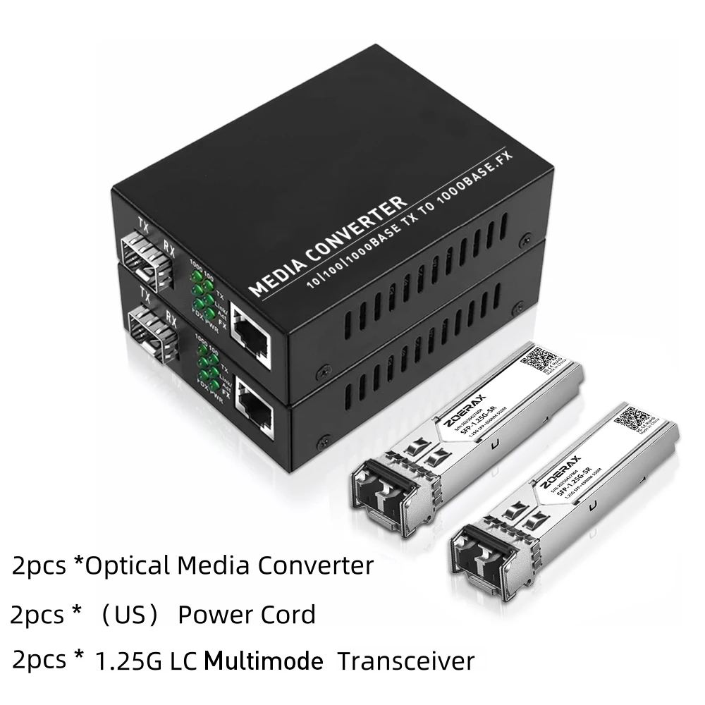 ZoeRax Convertisseur Média Gigabit SFP LC Multimode 6