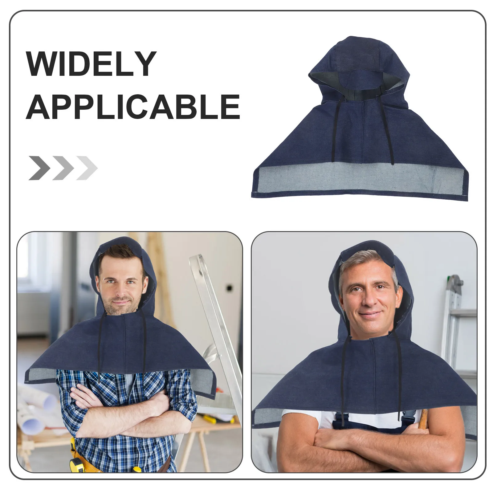 2 ensembles de capuche de protection industrielle, anti-poussière, Cape d'épaule, 2 ensembles de capuche de travail en Denim pour le ponçage, le meulage, équipement de sécurité d'atelier