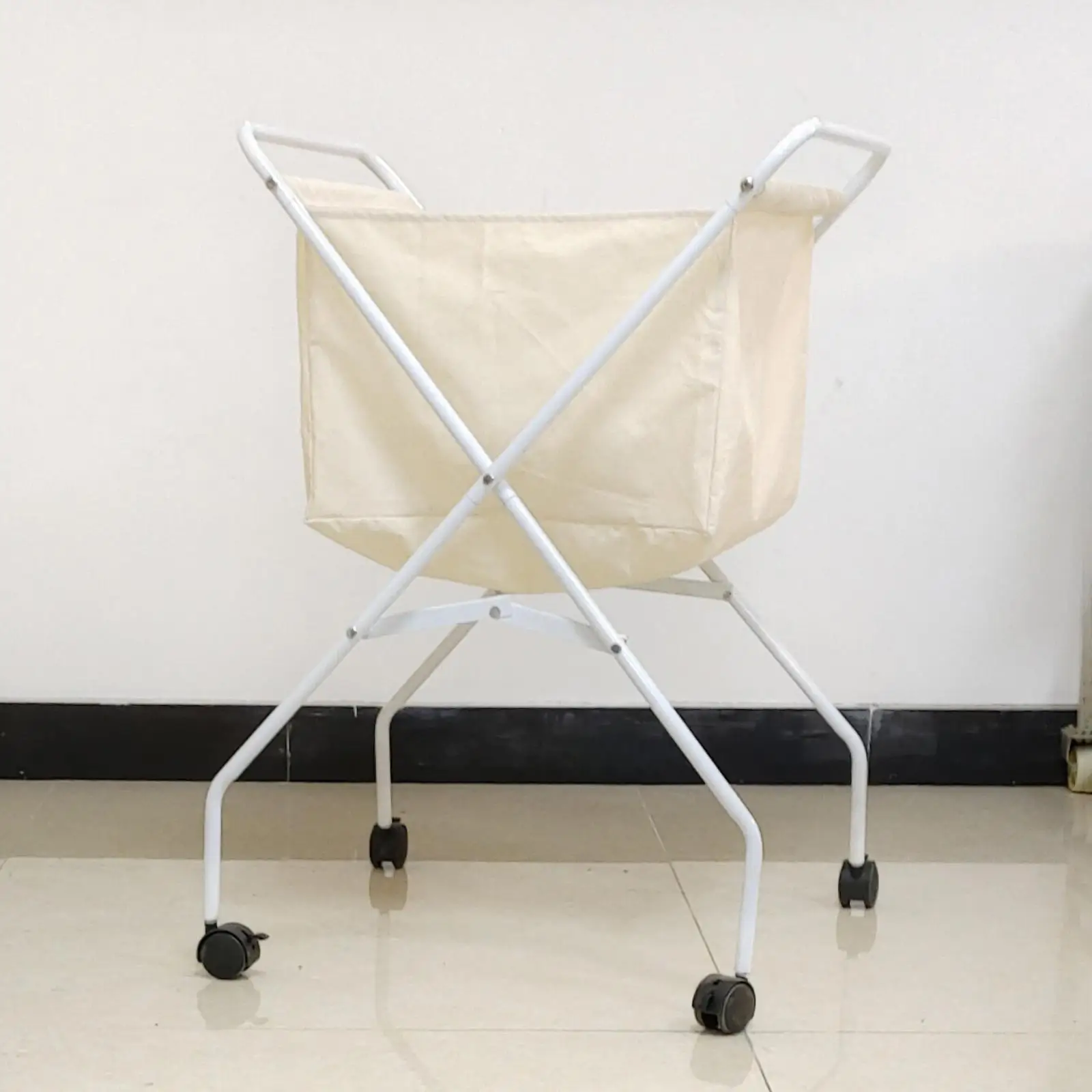 

Laundry Cart with Wheels Laundry Hamper Foldable Easy Mobility Clothes Basket Clothes Organizer for Quilts Blankets Dorm Home