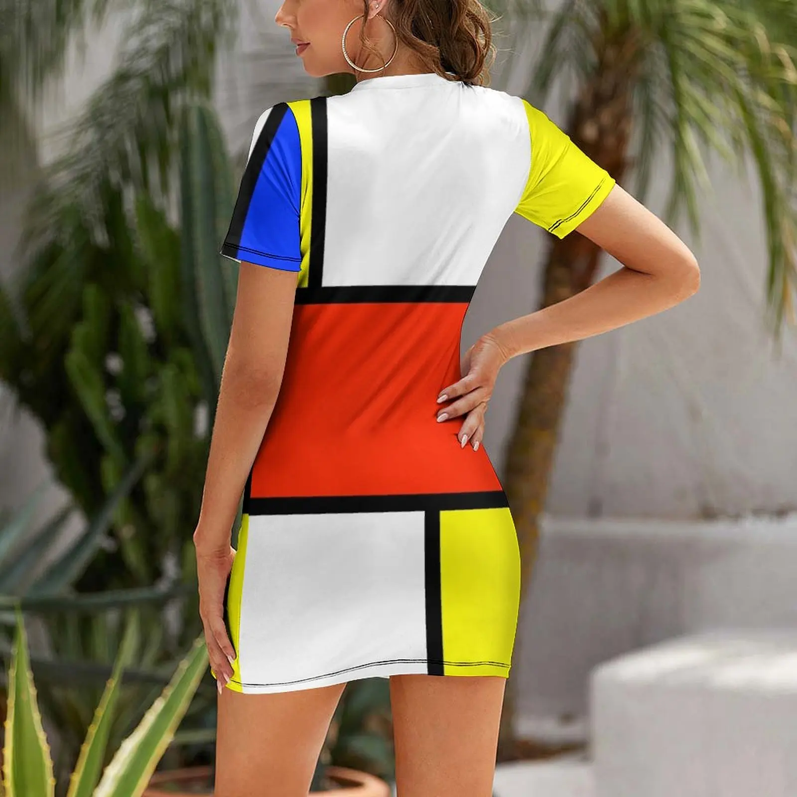 Mondrian Art Style Short Sleeved Dress dress korean style wedding dresses for parties elegant party dresses for women 2024