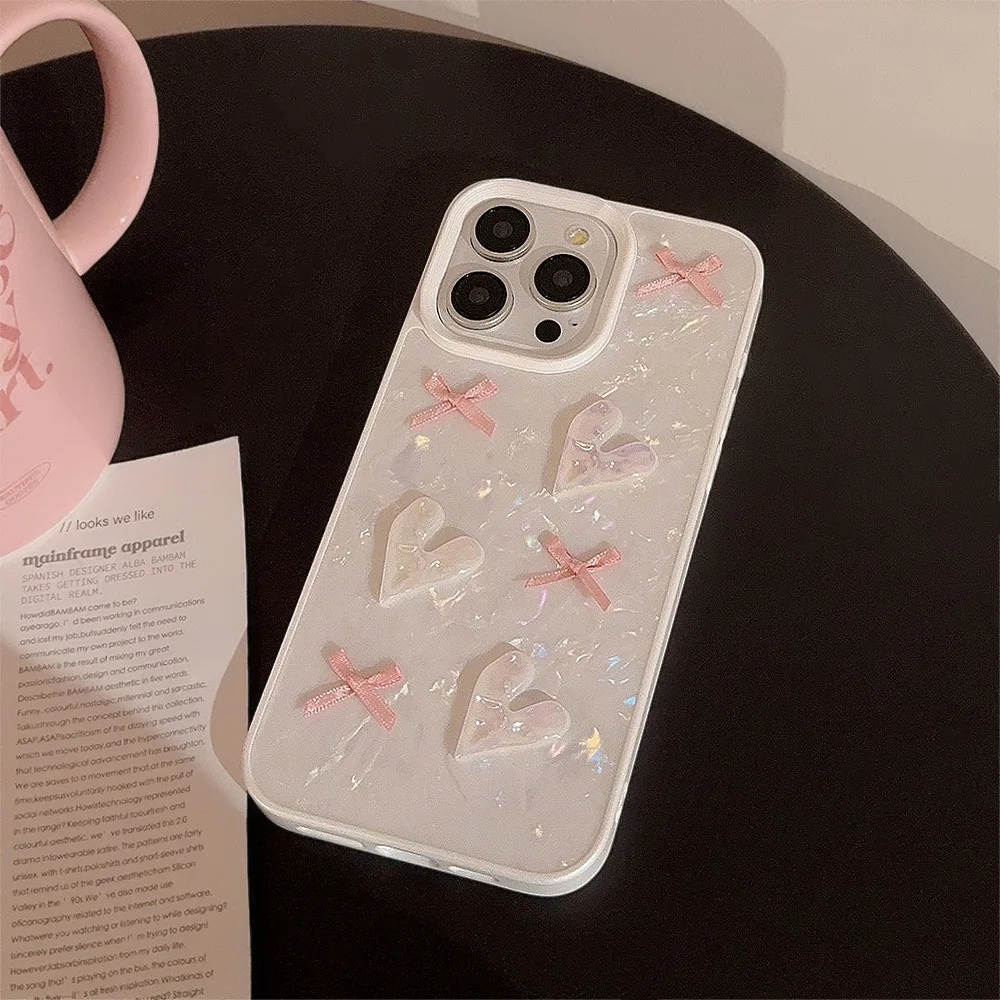 Ins 3D Love Design Case for IPhone 15 Pearl 13 Fashion 11 Women 14 Promax Soft 12 Skin Feel 8 Silicone 7 Plus Mobile Phone Case