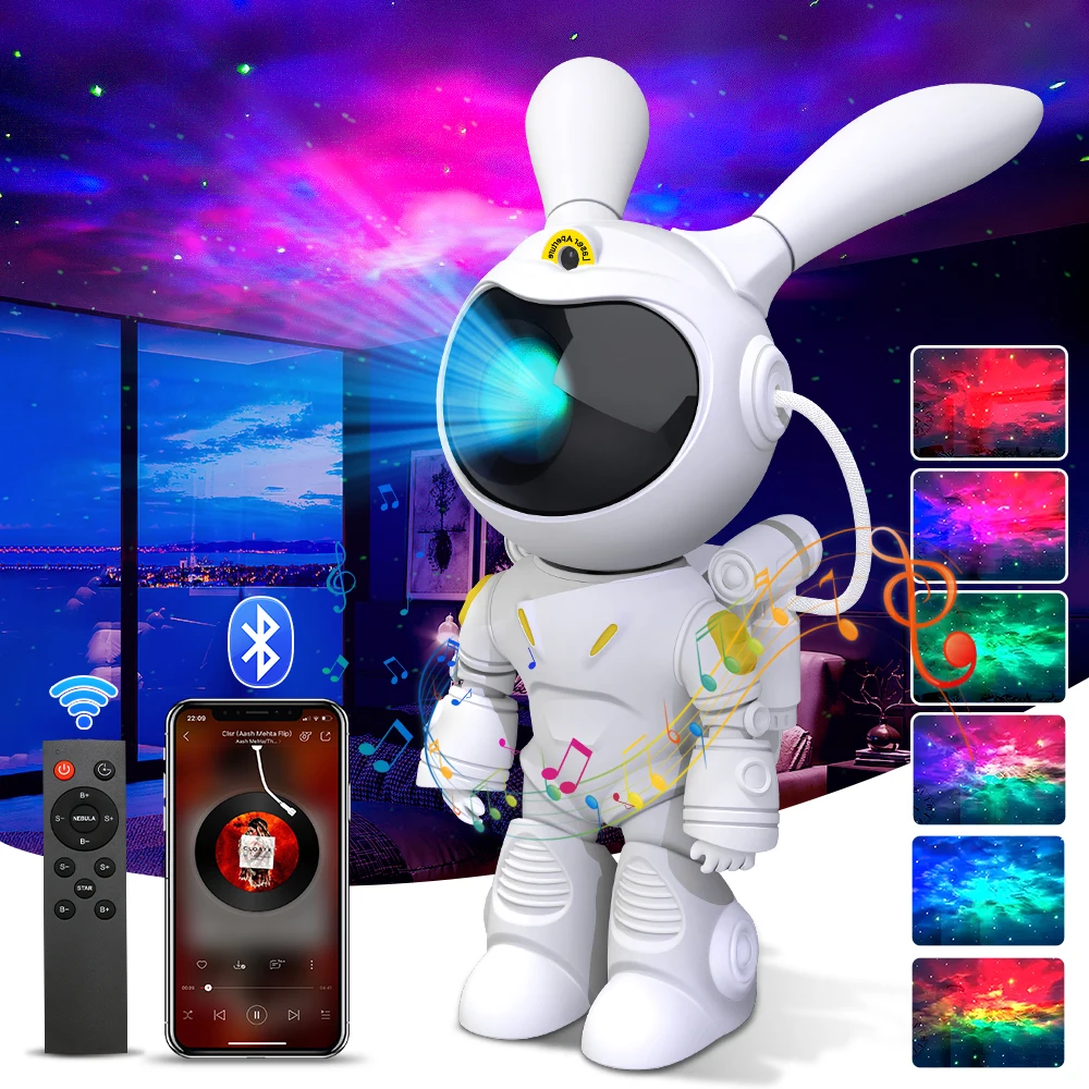 Galaxy Star Projector LED Night Light Starry Sky Rabbit Astronaut Porjectors Lamp For Decoration Bedroom Home Decorative Gift