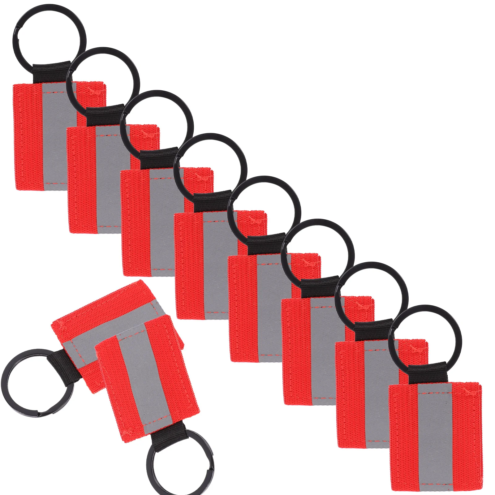 10 قطعة سلسلة مفاتيح عاكسة مزدوجة الجوانب تسميات عاكسات السلامة لحقائب الظهر والسترات ليلة في الهواء الطلق والعتاد الملحقات