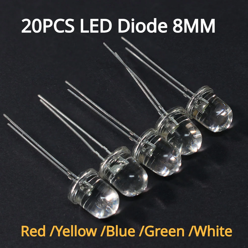 10/20/50PCS 8MM LED Diode White Led Lights Diod Circuitos Electronicos Kit  Diodes Leds Kit Electronique