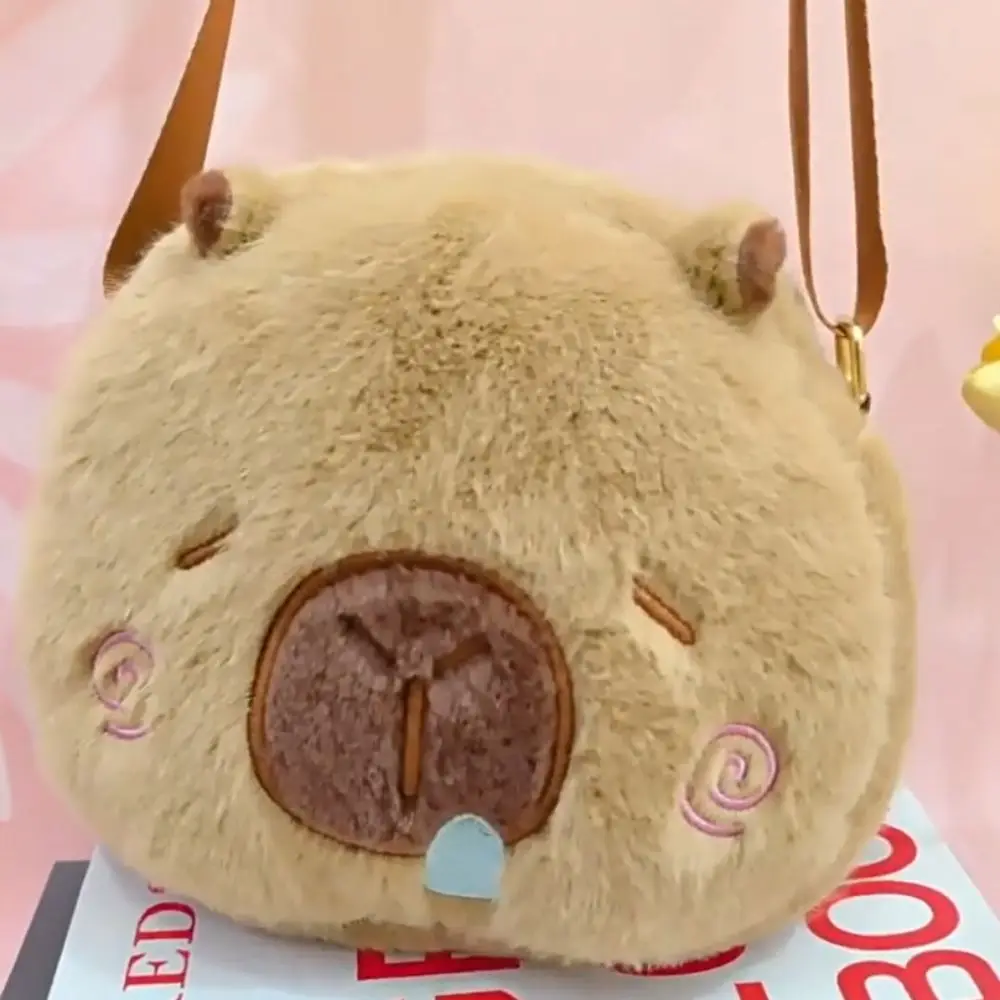 Runny Nose Capybara Plush Phone Bag Large Capacity Blushing Capybara Coin Purse Cartoon Animal Zipper Capybara Crossbody Bag