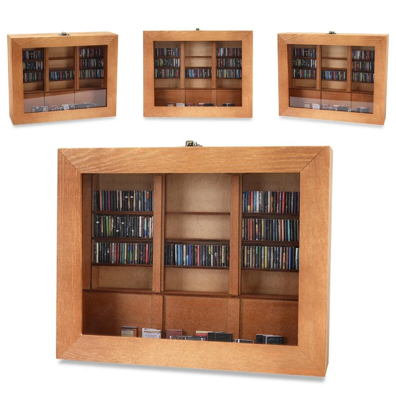 Creative Anti-Anxiety Bookshelf With 400 Books Miniature Library Wooden Bookshelf Fidget Toys Shake Away Your Anxiety Creative