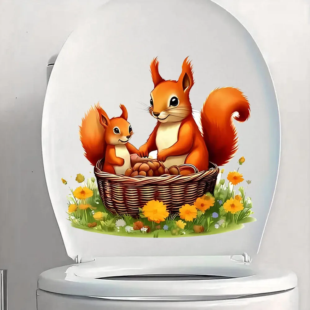 

QT2645#Cute Squirrel and Nut Basket Decal Bedroom Entryway Living Room Porch Home Decoration Wall Stickers, Removable Stickers,