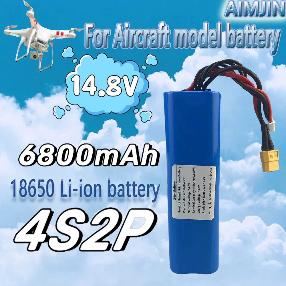 

Li-ion Battery 14.8V 6800mAh 4S2P High Capacity UAV Rechargeable for Various RC Airplane Drone Quadrotor XH2.54-5P XT60