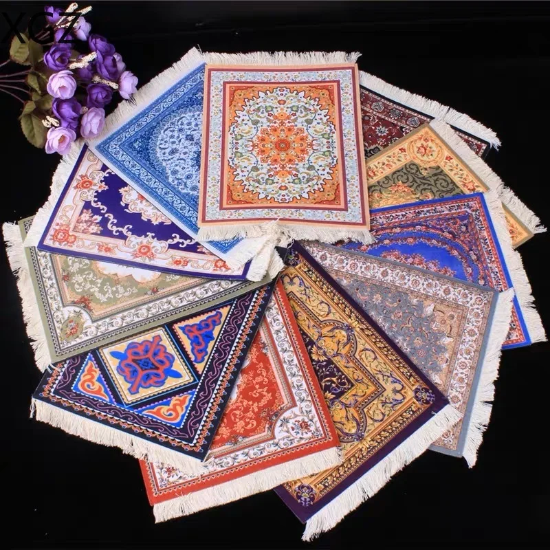 Hot tassel mouse pad small coasters Bohemian retro Persian carpet Turkish ethnic style table decoration 28*18*0.2cm rug Cushion