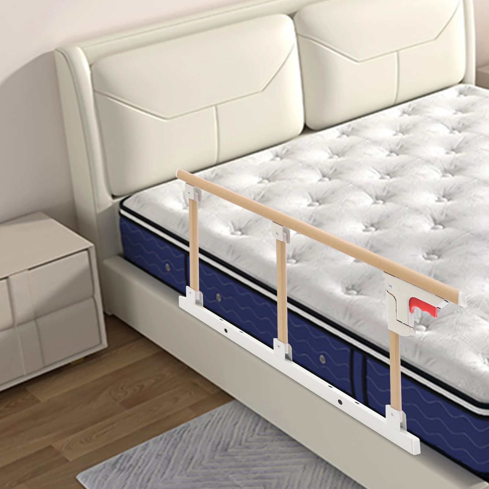 Adjustable 3-Position Aluminum Alloy Non-Slip Adult Safety Bed Rail - Foldable & Portable Bed Guard for Elderly, Seniors, Kids