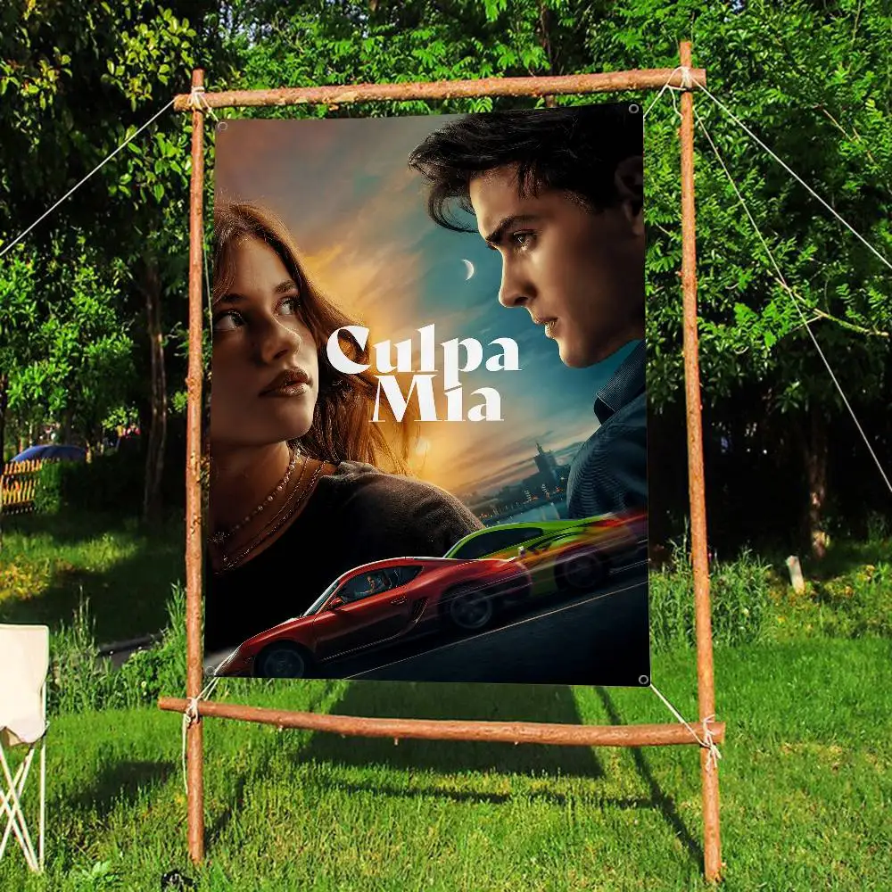 خطأي Culpa Mia 2023 فيلم صغير الحجم التشجيع راية اليد سحبت العلم أعلام الغلاف الجوي في الهواء الطلق #4