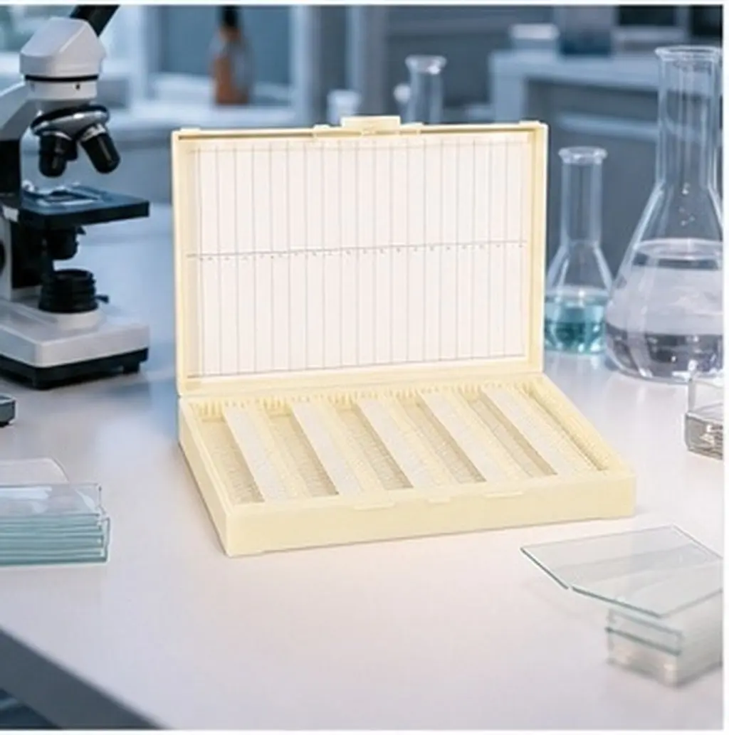 2Pcs Slide Storage Container ABS Microscope with Numbered Shallow Slots Stackable Buckle Design for Orderly Lab