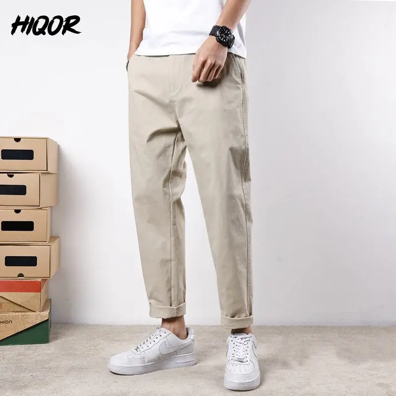 HIQOR Spring Summer Men Pants Loose Comfortable Casual All-match Elastic Pant Man Cotton Trousers Fashion Streetwear Korean Pant