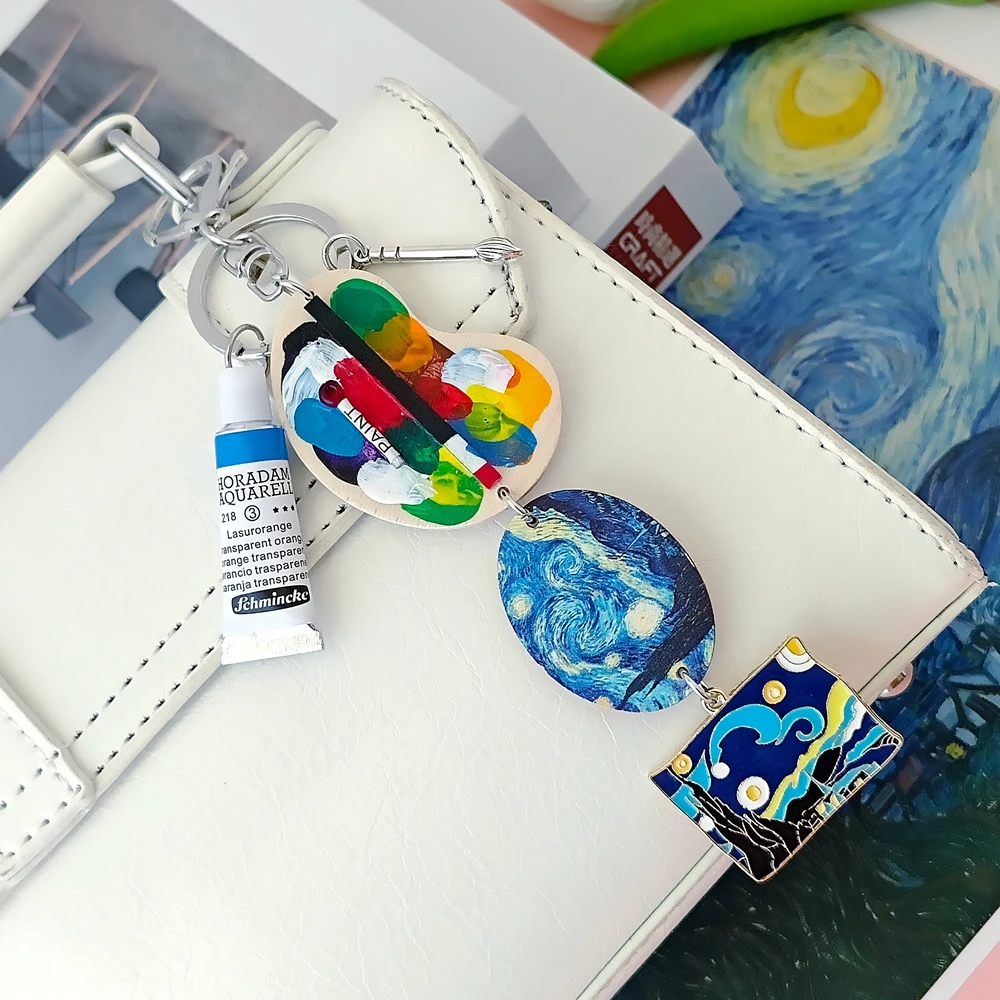 สาวต่างหูมุก Van Gogh ภาพวาดพว - Resin Art Ring บทวิจารณ์และราคา