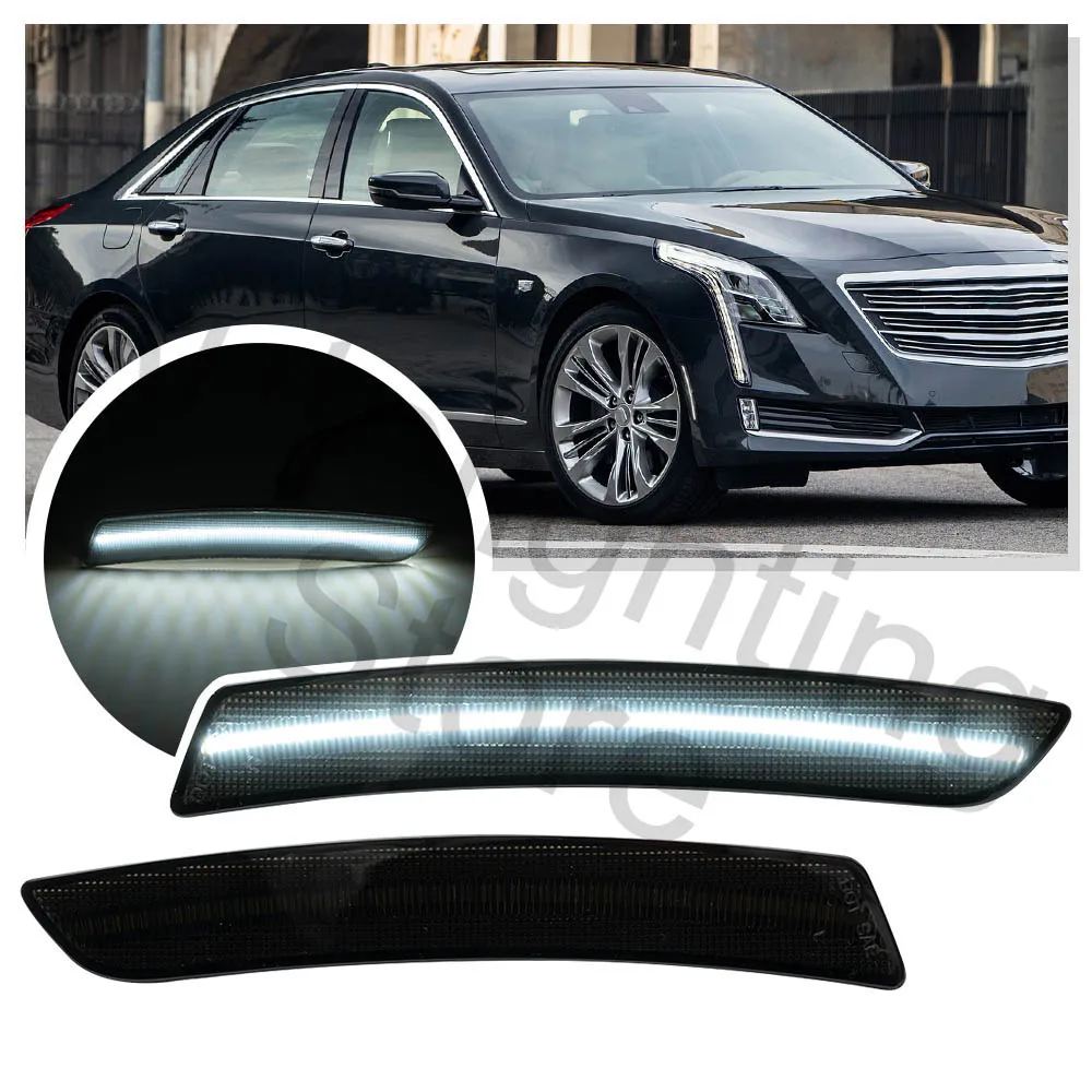 2PCS white LED Front Bumper Side Marker Light Lamp for Cadillac CT6 2016 2017 2018 2019 2020 CT6-V 2019 2020 turn singal light