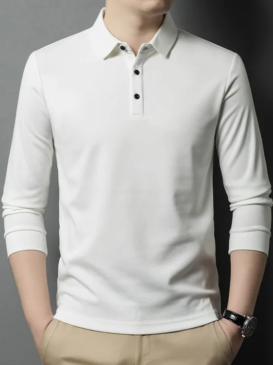 

Long Sve Collared irt Casual Busin Midlife Мужская осенняя новая одежда Sle Dad Одежда Футболка Верхняя одежда Полиэфирное волокно