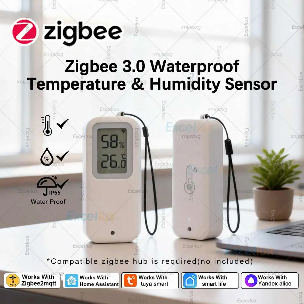 Zigbee wasserdichter Temperatur- und Feuchtigkeitssensor mit LCD-Bildschirm, optionaler Smart-Home-Thermometer-Hygrometer für Smart Life Tuya Z2M