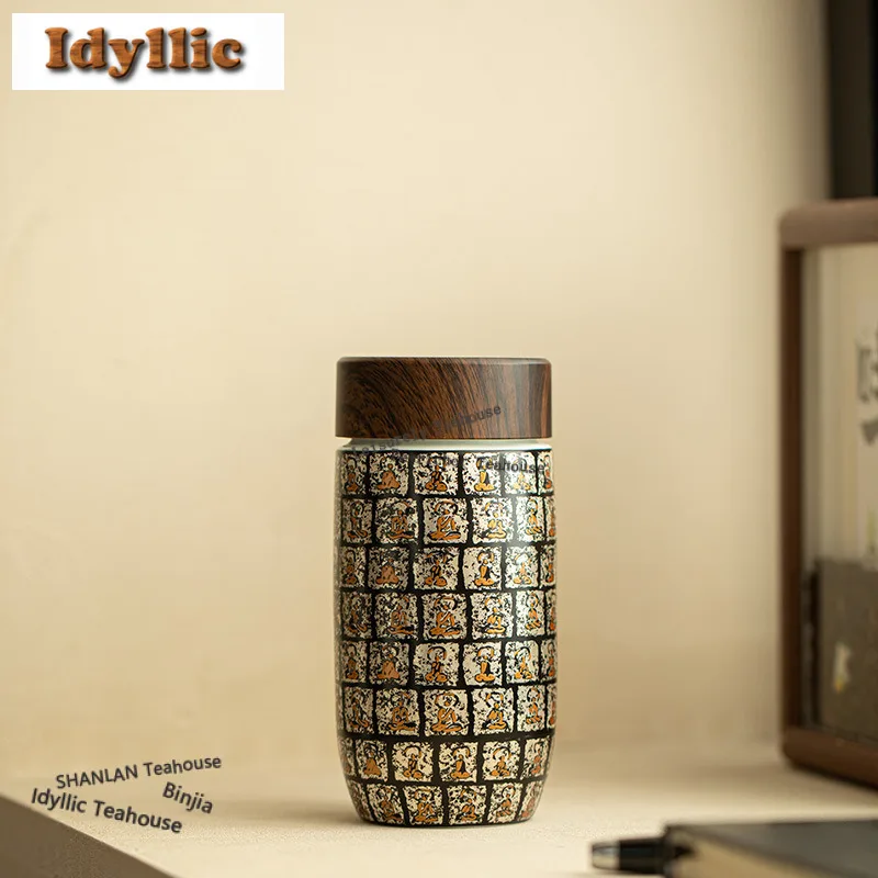 

250ml Dunhuang Gilt Silver Stay Warm Teacup Antique Tea Bowl Sample Tea Cup Tea-tasting Smelling Cup Chazhan Master Cups Tea Set