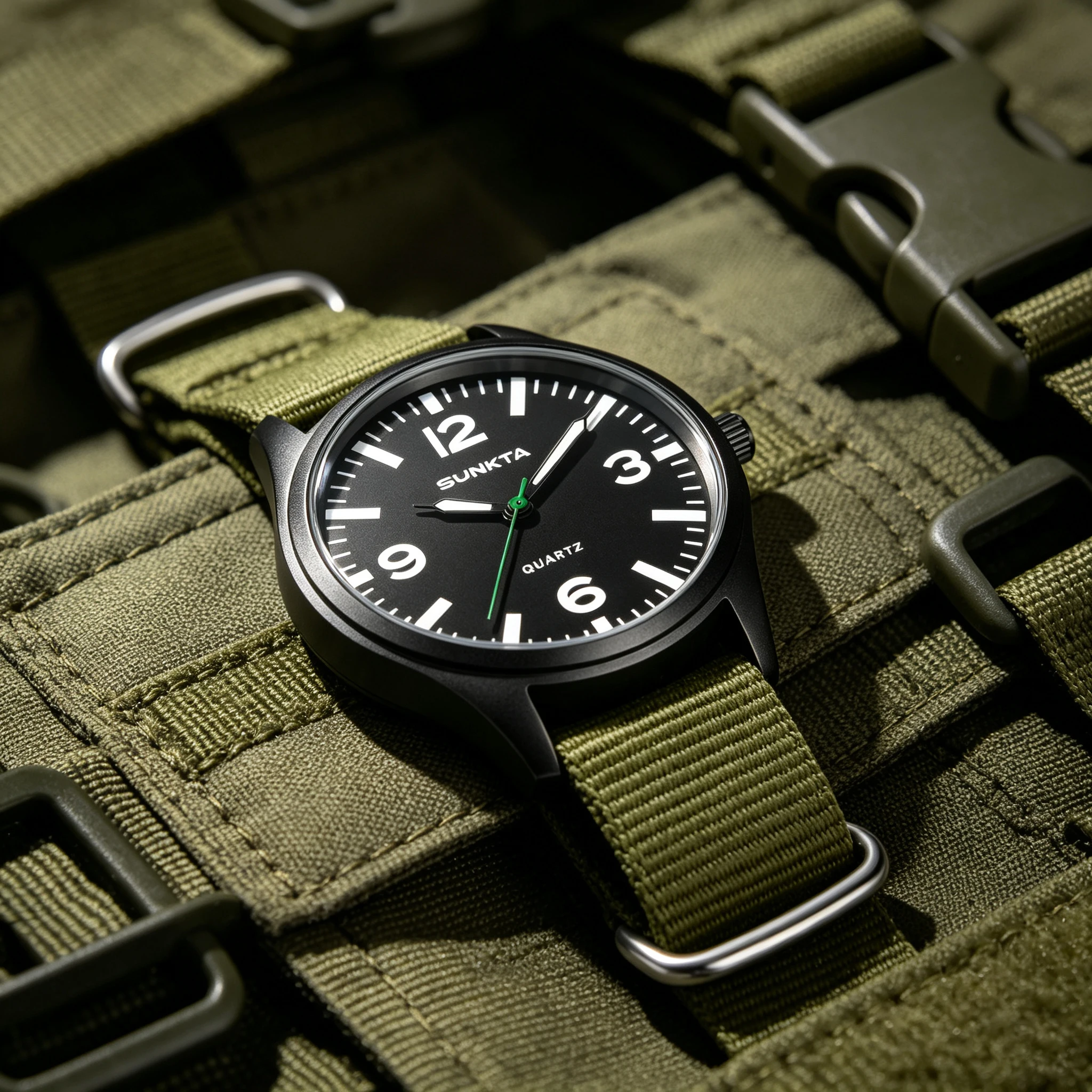 SUNKTA Brand Luxury Men Quartz Date Watch Nylon Leather Waterproof Luminous Military Sports Watches For Men relogios masculino