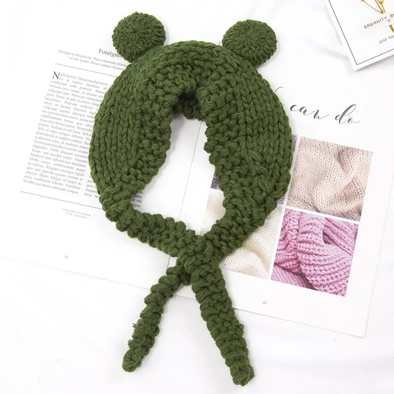 Spring Women Cute Green Frog Hat Crochet Knitted Hat Costume Beanie Hats Cap For girl Gift Hip-hop Cap Photography Prop Party