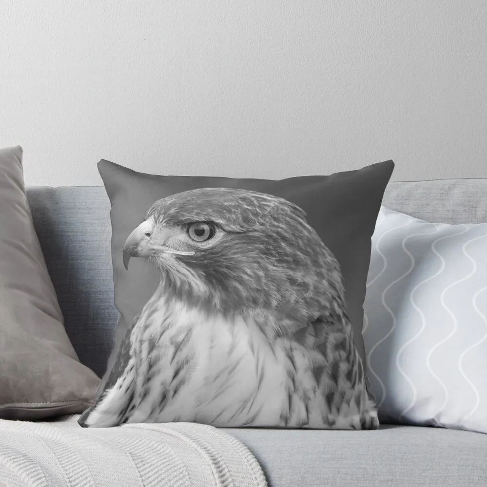 Red Tail Hawk Profile Black and White Throw Pillow Sofa Cushion ornamental pillows for living room Pillowcase Cushion pillow