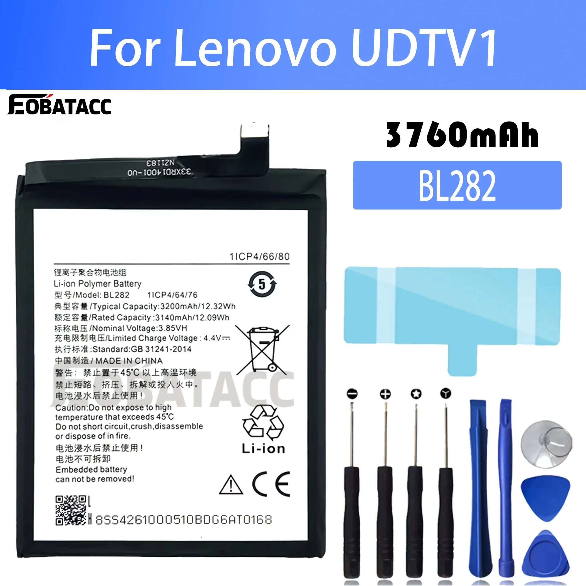 

100% New Original Battery BL282 For lenovo UDTV1 Battery + Free Tools