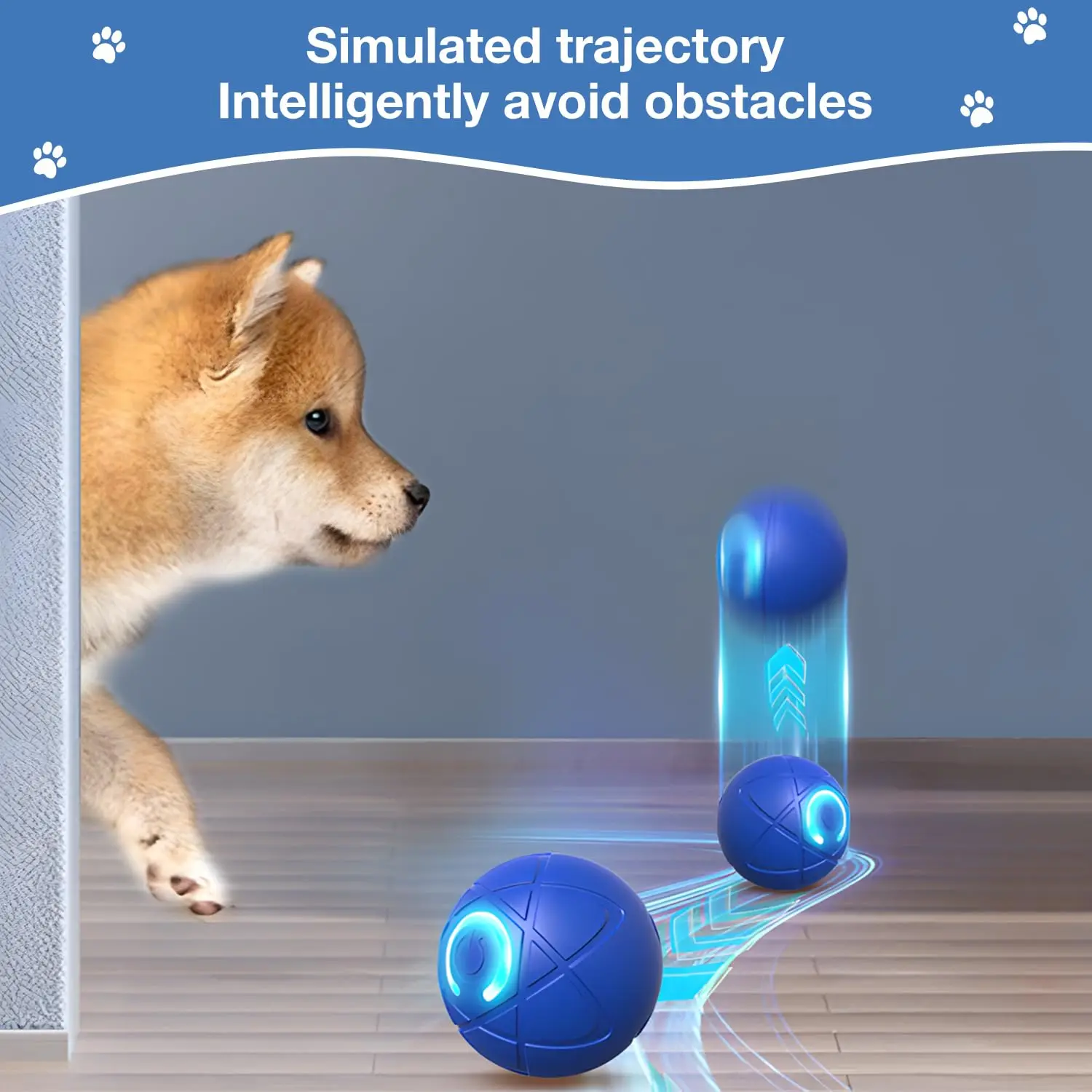 Giocattolo interattivo con palla per cani da 2 pezzi – Giocattolo per animali domestici attivato dal movimento automatico a LED ricaricabile TPU resistente alla masticazione per cani di piccola taglia e gatti
