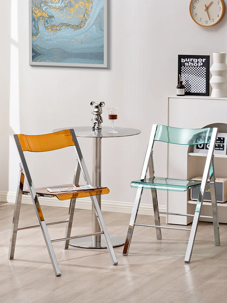 Metallrahmen klappbare transparente Rückenlehne Acryl Wohn möbel Mode Freizeit Esszimmers tuhl