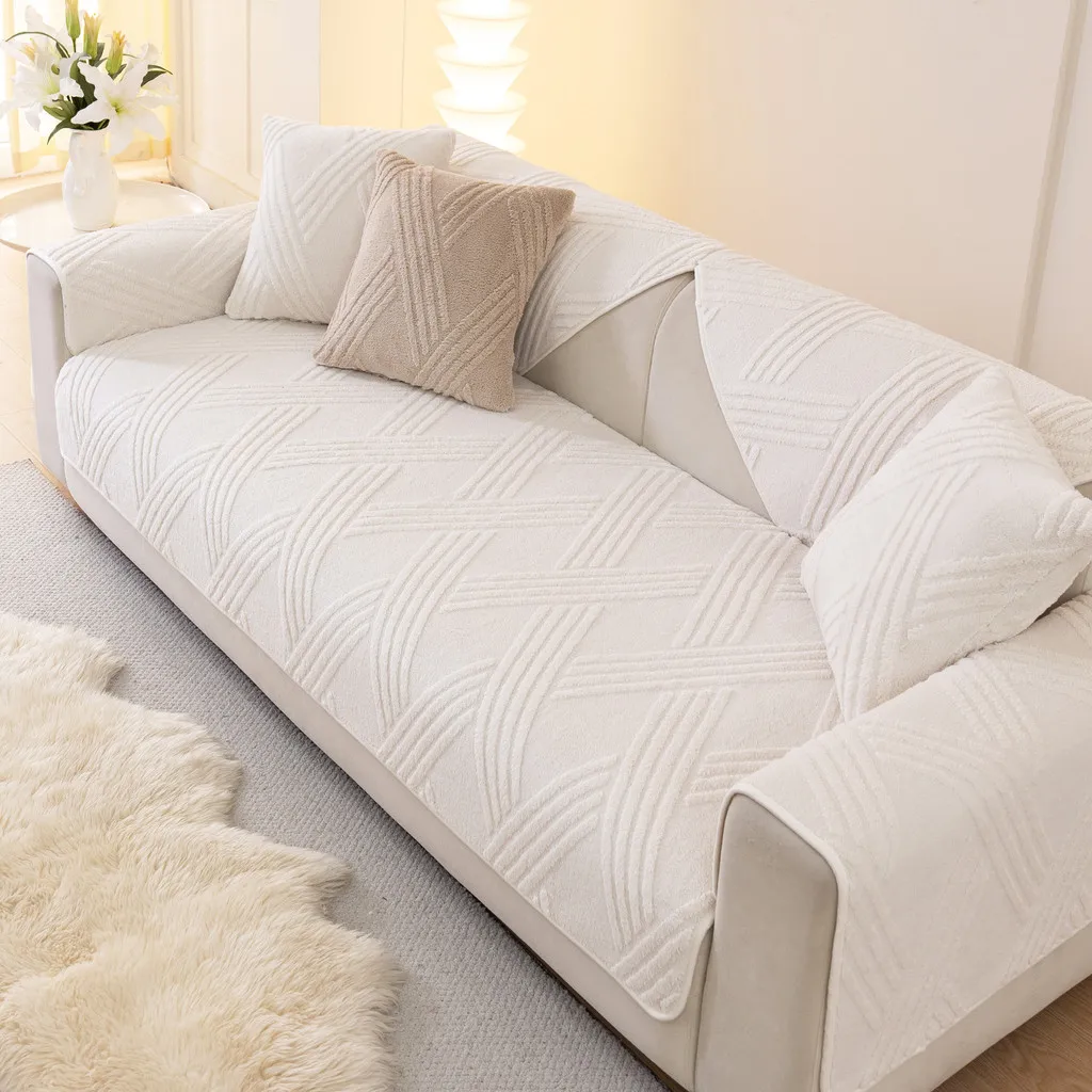 1pcs Solid Color Thicken Sofa Cover Simple Non-Slip Dustproof Living Room Couch Cushion Durable Backrest Towel