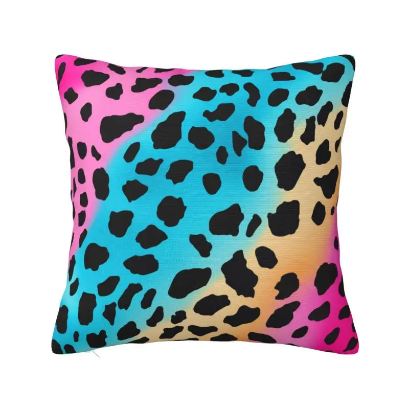 Colofrul Rainbow Leopard Throw Pillow Case 66*66cm Sofa Cushion Cover Soft Polyester Pillowcase Double-sided Printing