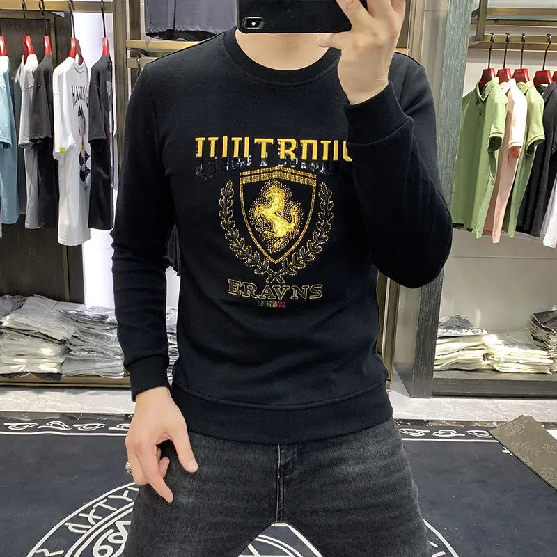 

Men's Clothing Spring and Autumn Long Sleeve Sweatshirt Crewneck Pullover Top Fashion Letter Printing streetwear Y2K clothes