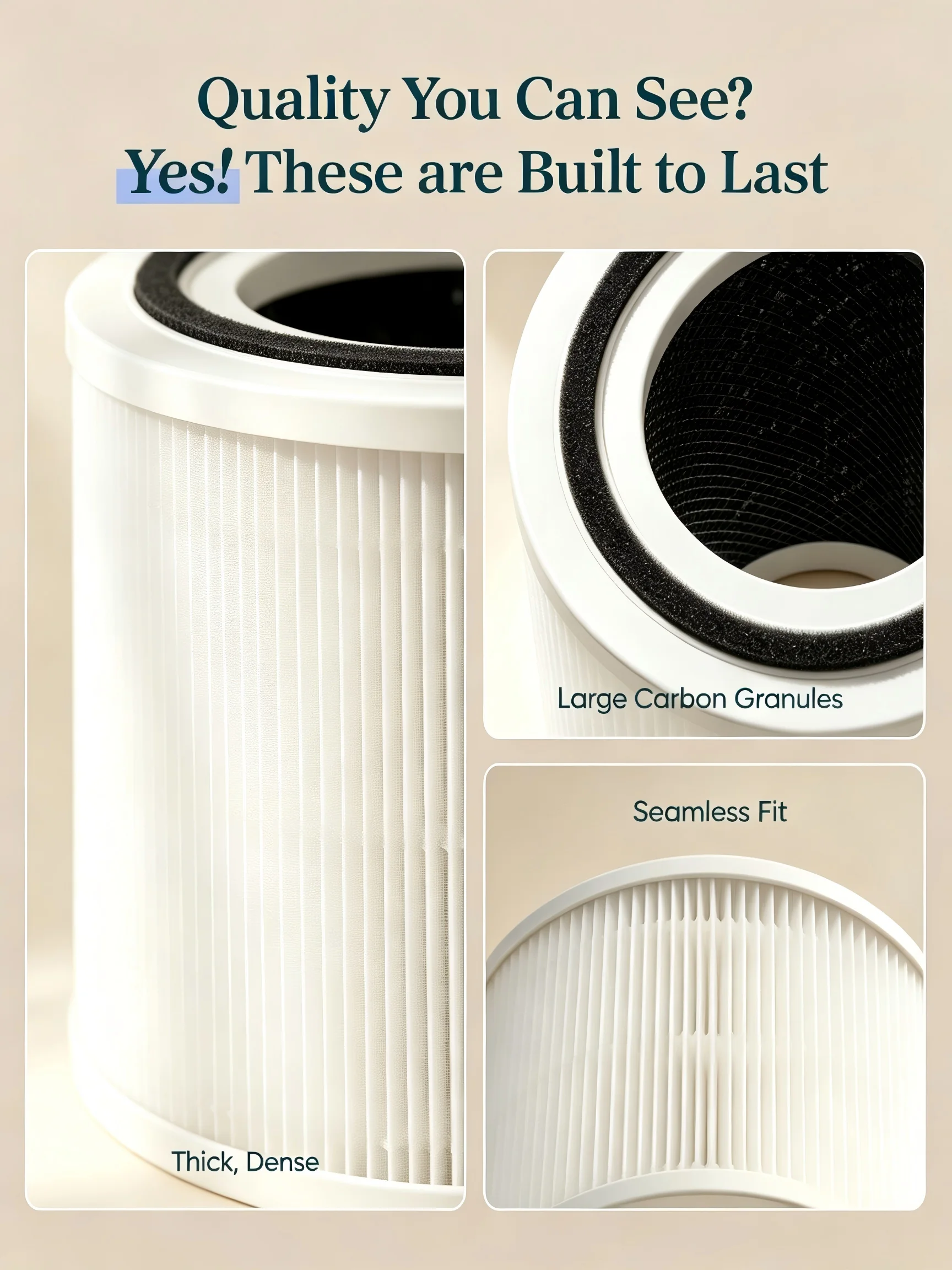 Replacement Filter Compatible with Levoit Core 300S / Core 300 / Core P350, 3-in-1 H13 True HEPA Air Purifier Filter, High-Effic view 4