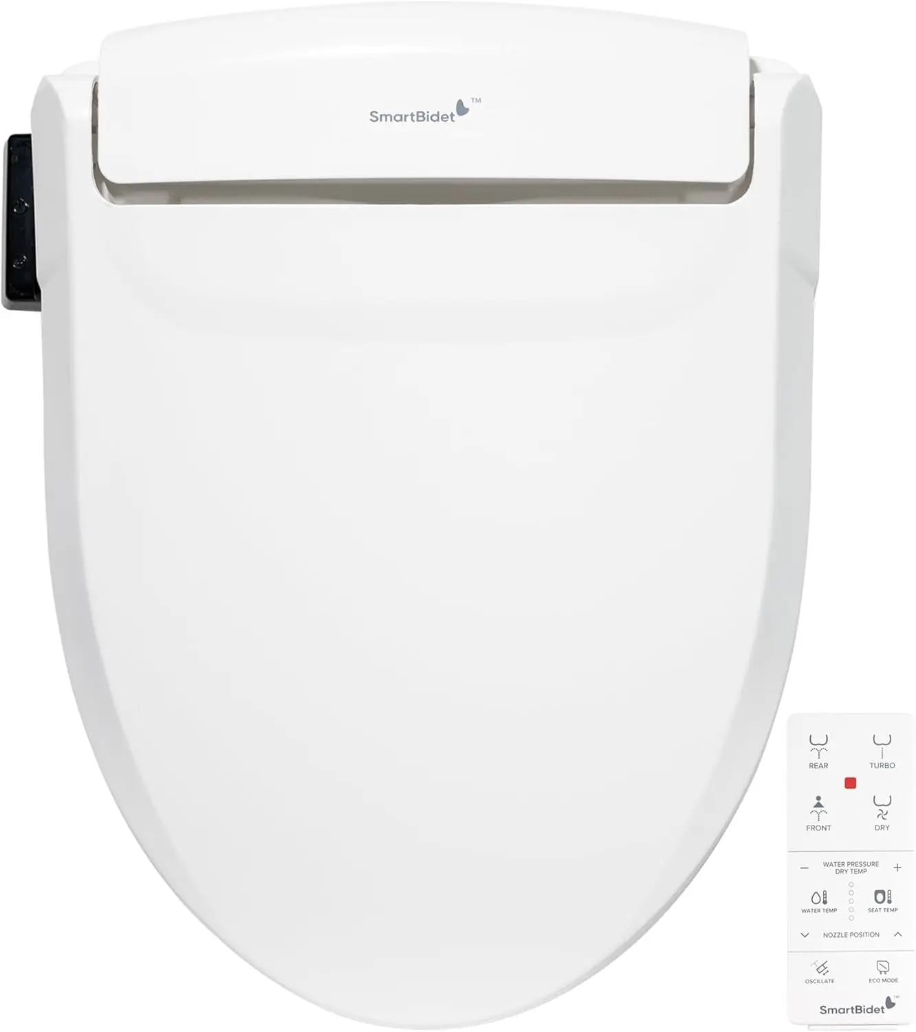 Smart Electric Bidet Toilet Seat with Heated Seat, Warm Water, Air Dryer and Remote Control for Elongated Toilets