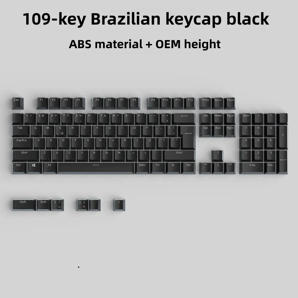 109 Keys Brazilian Portugues Layout Keycaps Backlight OEM Gaming Key Caps White Black for Mx Switch Cherry Mechanical Keyboard