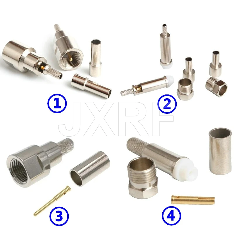 JXRF Connector 5PCS FME male plug Female crimp for RG316 RG174 RG58 RG142 RG400 LMR195 RF Coaxial connector Wire Terminals