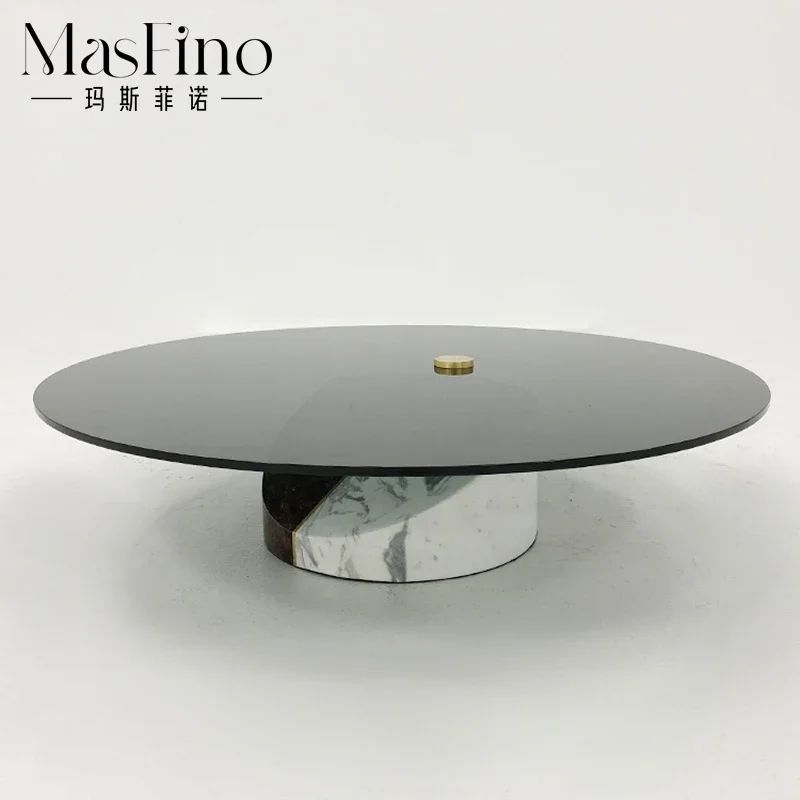 

Итальянский журнальный столик, бесшумное закаленное стекло, гостиная, светлый роскошный круглый мраморный угловой столик, приставной столик