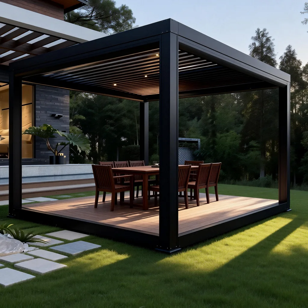 Resort Pergola Aluminum Beachfront Louvered Shade Structure Customized for Villa Coastal Resort Poolside High Quality Hot Sale