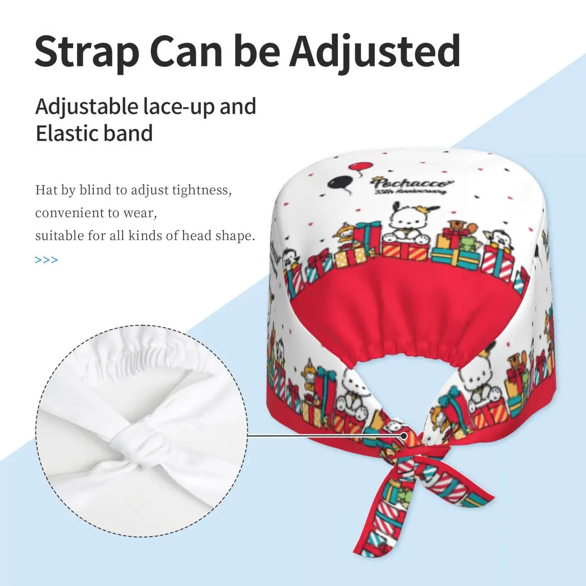 Пользовательские Pochacco Girly Heart Медицинский персонал Скрабы Шляпа Унисекс My Melody Pattern Хирургическая шапочка для врача и кормления Шапочки-скрабы