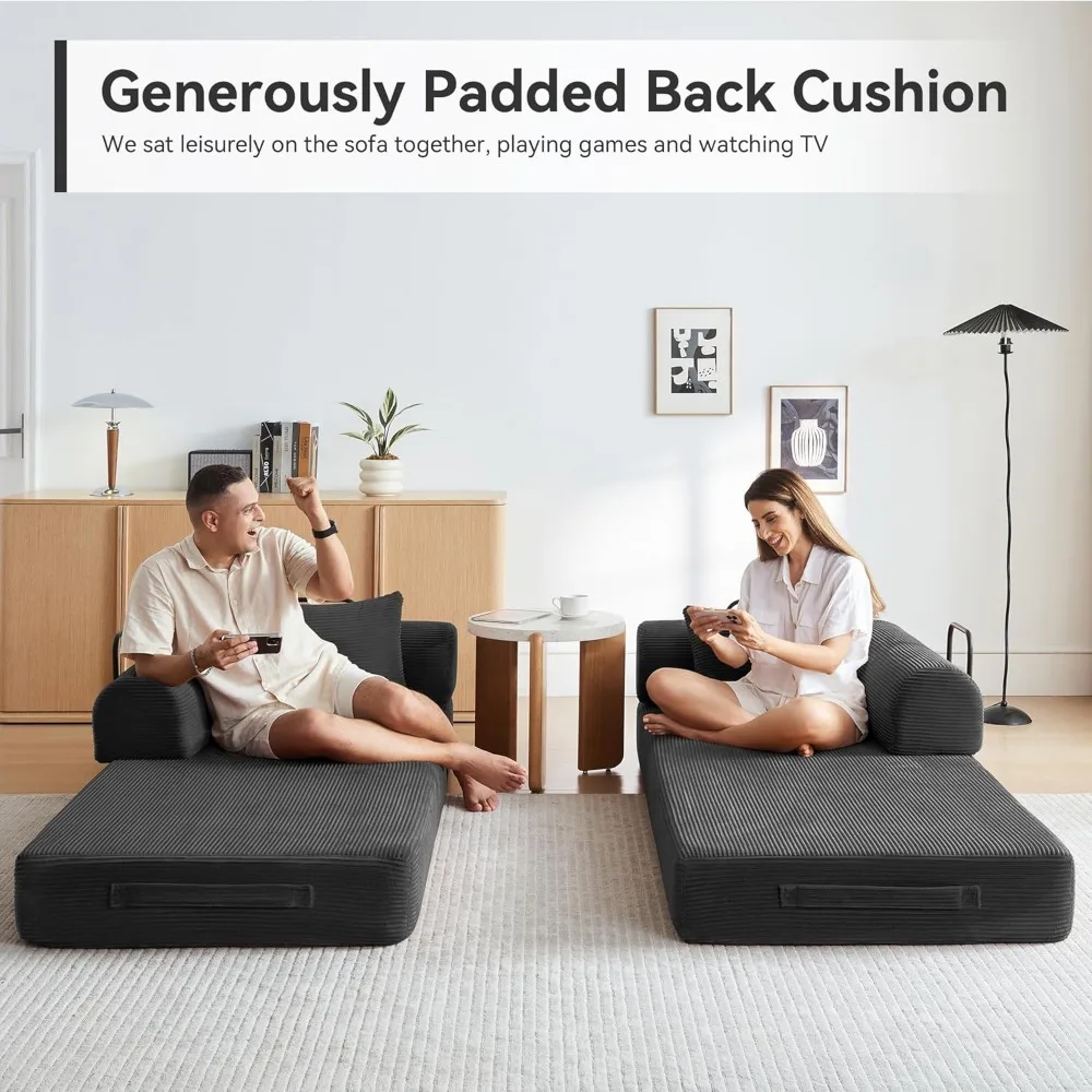 أريكة نوم مريحة قابلة للطي وقابلة للتحويل مع وسادة، أريكة صالة مدمجة للجلوس على الأرض المريحة