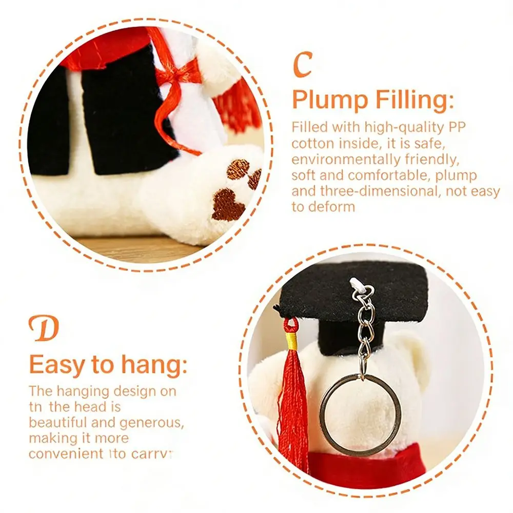 

12 см Креативный мишка в очках, мишка-доктор, милые подвески для сумок DIY, мультяшные цветочные аксессуары, мишка-выпускник