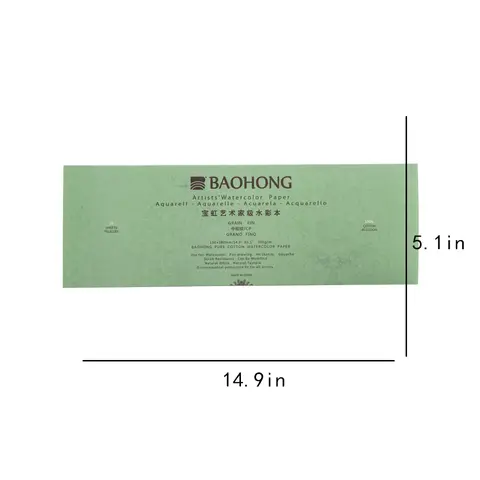 BaoHong Artist Watercolor Paper Pad Cotton 100% Painting Paper Gouache Acrylic, Fountain pen  Inkjet  Pastel charcoal 130*380mm