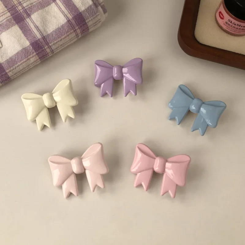 

2025 Korean women's macaron colored bow hair clip sweet bangs side clip hair clip duckbill clip hair accessory